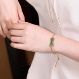 Natural Hetian Jade Ruyi Geometric Bracelet - Chinese Retro Charm