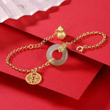 Hetian Jade Buckle Gourd Bracelet Retro Charm Women's Jewelry