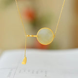 Hetian Magnolia Enamel Porcelain Necklace Pendant Chinese Jewelry