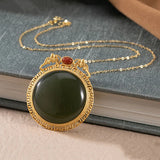 Natural Hetian Purple Jade Bat Pendant Necklace for Woman