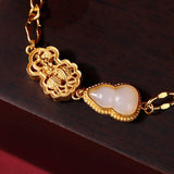 Natural Hotan Jade Gourd Bracelet for Women Wedding Jewelry