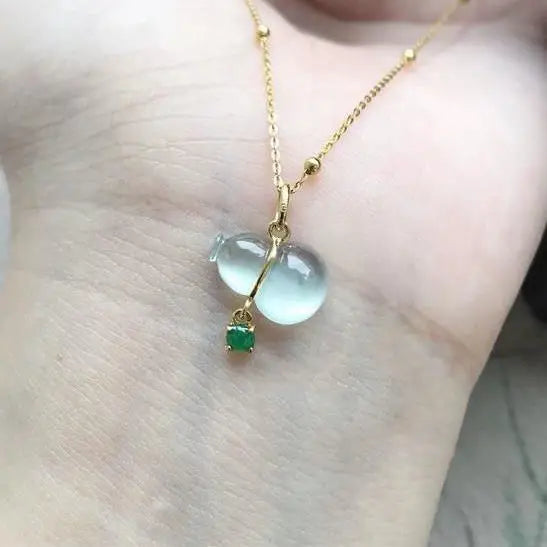 Chalcedony Gourd Pendant Necklace - Chinese Retro Charm Jewelry