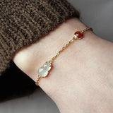 Natural Ice Chalcedony Gourd Bracelet, Chinese Retro Charm Silver Jewelry
