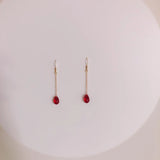 Silver Inlaid Garnet Drop Earrings Charm