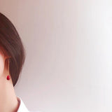 Silver Inlaid Garnet Drop Earrings Charm