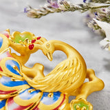 Peacock Enamel Pendant Necklace - Silver Jewelry