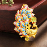 Peacock Enamel Pendant Necklace - Silver Jewelry
