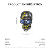 Dark Wind Skull Head Beading S925 Silver Bracelet DIY Accessories