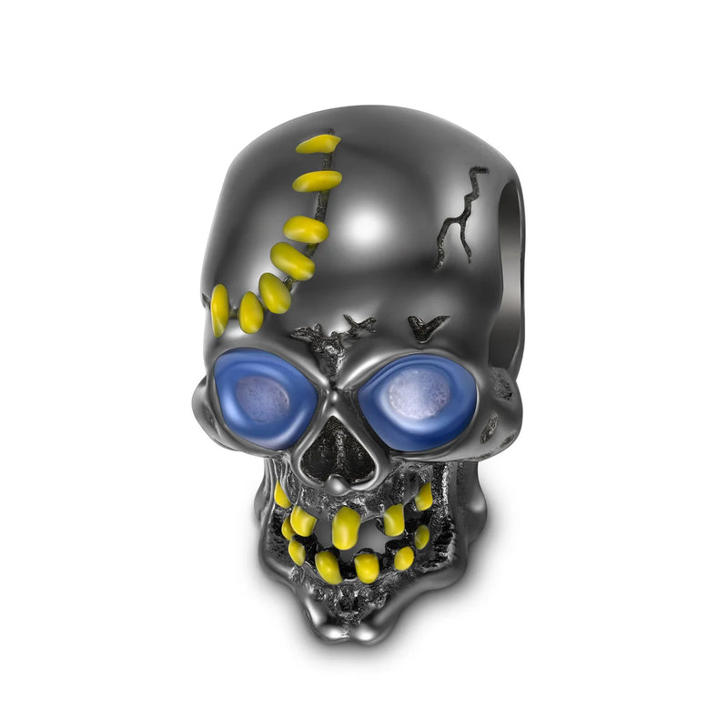Dark Wind Skull Head Beading S925 Silver Bracelet DIY Accessories
