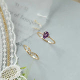 Silver Inlaid Amethyst Oval Crown Ring