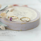 Silver Inlaid Amethyst Oval Crown Ring