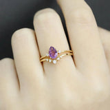 Silver Inlaid Amethyst Oval Crown Ring