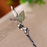 Silver Inlaid Bamboo Tiara Chalcedony Hair Accessories