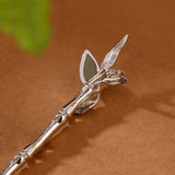Silver Inlaid Bamboo Tiara Hair Accessories Chalcedony Hanfu Hair Accessory
