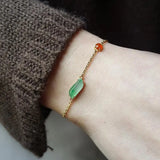 Silver Inlaid Chalcedony Ice Egg Noodle Rose Bracelet Charm