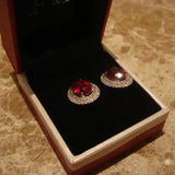 Diamond Studded Red Crystal Earrings for Women