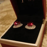 Diamond Studded Red Crystal Earrings for Women