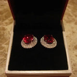 Diamond Studded Red Crystal Earrings for Women