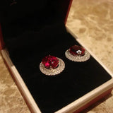 Diamond Studded Red Crystal Earrings for Women