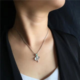 Glass Gourd Pendant Necklace Chinese Women's Silver Jewelry