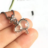 Glass Gourd Pendant Necklace Chinese Women's Silver Jewelry
