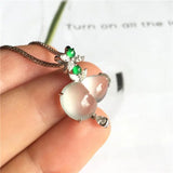 Glass Gourd Pendant Necklace Chinese Women's Silver Jewelry