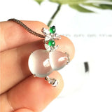 Glass Gourd Pendant Necklace Chinese Women's Silver Jewelry