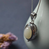Chinese Retro Mirror Box Pendant Necklace - Women's Silver Jewelry