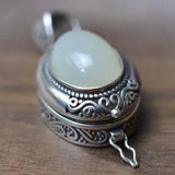 Chinese Retro Mirror Box Charm Pendant Necklace Silver Jewelry