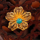 Chinese Retro Turquoise Earrings Unique Silver Jewelry