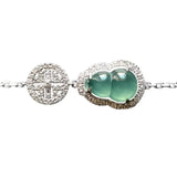 Natural Chalcedony Gourd Bracelet Chinese Retro Lady Silver Jewelry