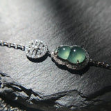 Natural Chalcedony Gourd Bracelet Chinese Retro Lady Silver Jewelry