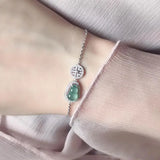 Natural Chalcedony Gourd Bracelet Chinese Retro Lady Silver Jewelry