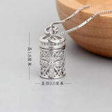 Magic Box Hollow Pendant Necklace Silver Jewelry