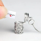 Magic Box Hollow Pendant Necklace Silver Jewelry