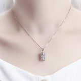 Magic Box Hollow Pendant Necklace Silver Jewelry