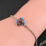 Ethnic Red Tourmaline Bracelet Chinese Retro Charm Silver Jewelry