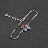 Ethnic Red Tourmaline Bracelet Chinese Retro Charm Silver Jewelry