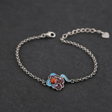 Ethnic Red Tourmaline Bracelet Chinese Retro Charm Silver Jewelry