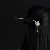 Handicraft Cloisonne Hetian Magnolia Feather Hairpin Ethnic Silver Jewelry