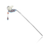 Cloisonne Hetian Magnolia Feather Hairpin Chinese Ethnic Ladies Silver