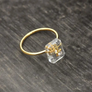 Diamond-Studded Rectangle Adjustable Ring
