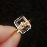 Diamond-Studded Rectangle Adjustable Ring