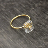 Diamond-Studded Rectangle Adjustable Ring
