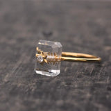 Diamond-Studded Rectangle Adjustable Ring