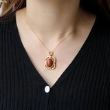 Red Oval Enamel Necklace Pendant