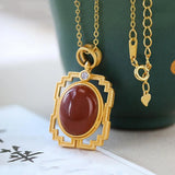 Red Oval Enamel Necklace Pendant