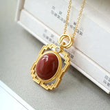 Red Oval Enamel Necklace Pendant