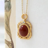 Red Oval Enamel Necklace Pendant