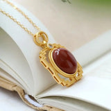 Red Oval Enamel Necklace Pendant